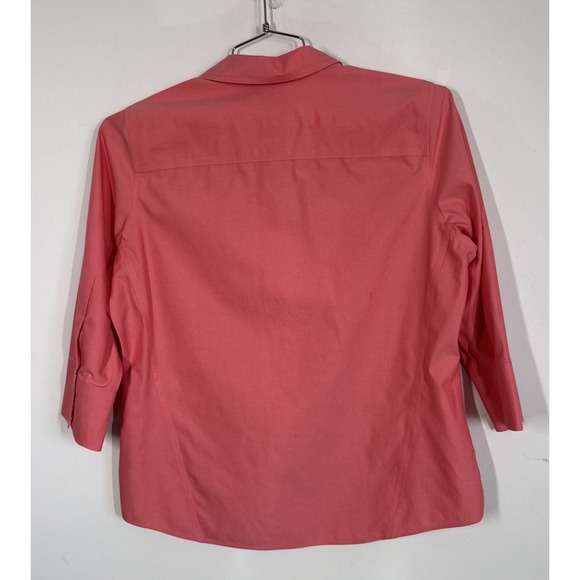Foxcroft Heritage Non Iron Fitted 3/4 Sleeve Button Up Blouse Peach Career 12 - Picture 3 of 9